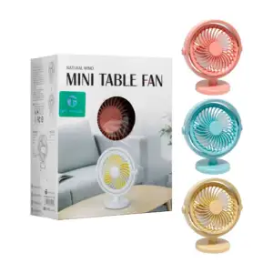 1pza Ventilador pequeño con base circular, con 2 velocidades e ilumin…