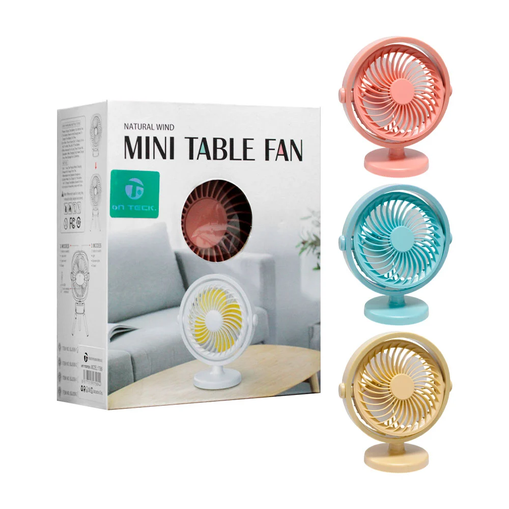 1pza Ventilador pequeño con base circular, con 2 velocidades e ilumin…