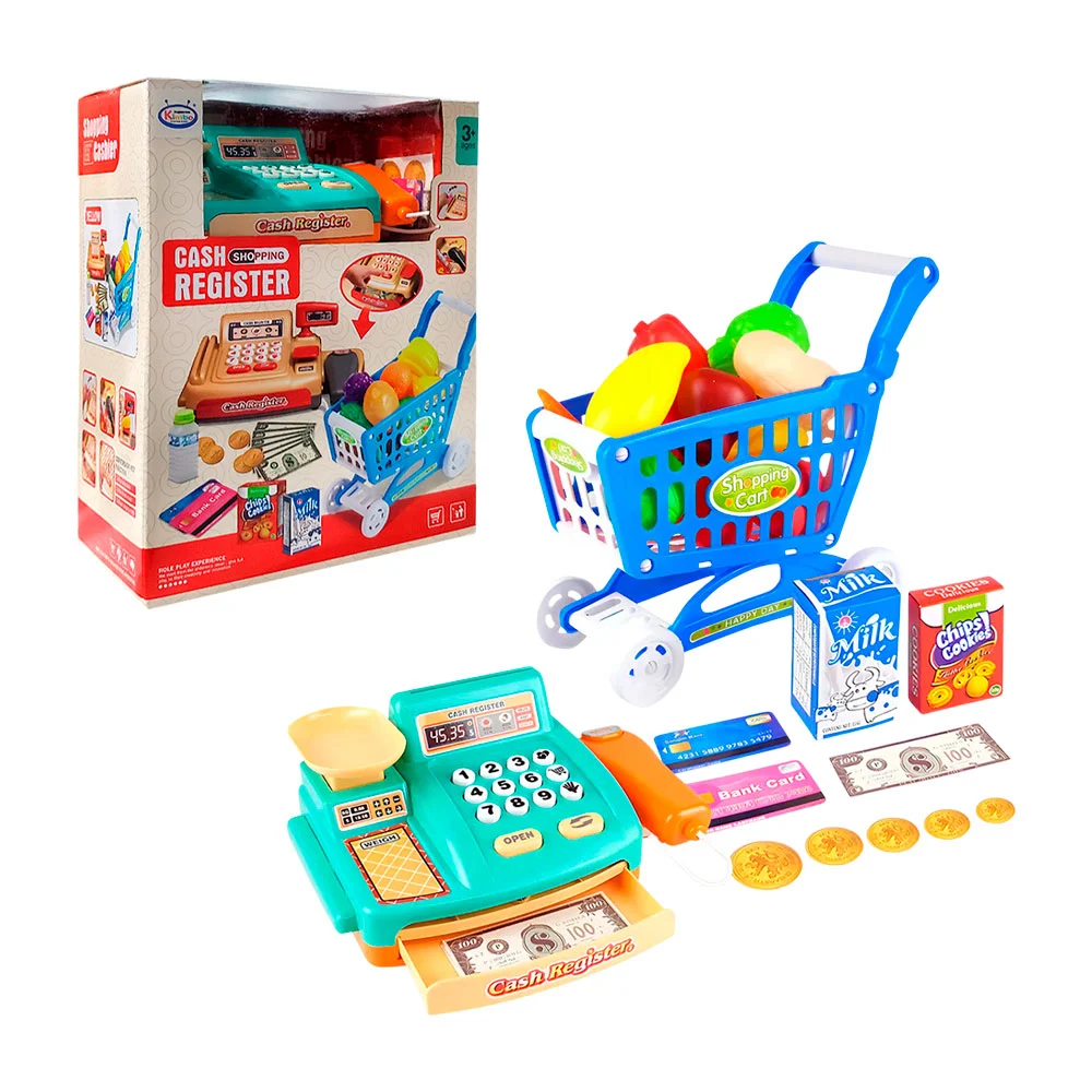 Set de juego tipo super con caja registradora, carrito y accesorios /…