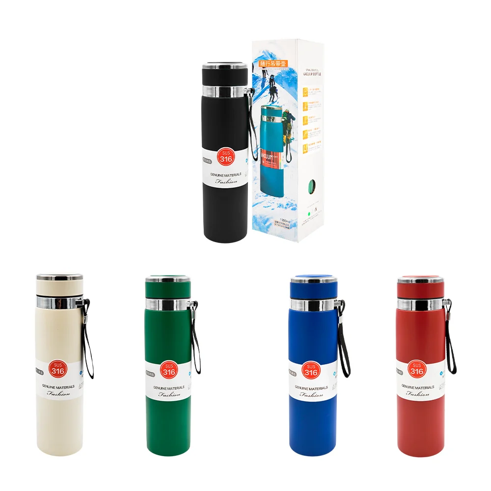Botella termo 1000ml, diseño liso, cierre hermético con infusor + asa…