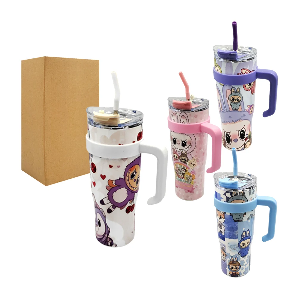 Vaso termo de 40oz, acero inoxidable con estampado de labubus, asa y …