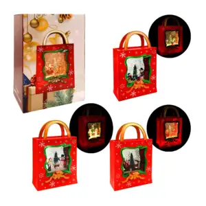 Adorno navideño decorativo bolsa de regalo musical con luz y figura e…