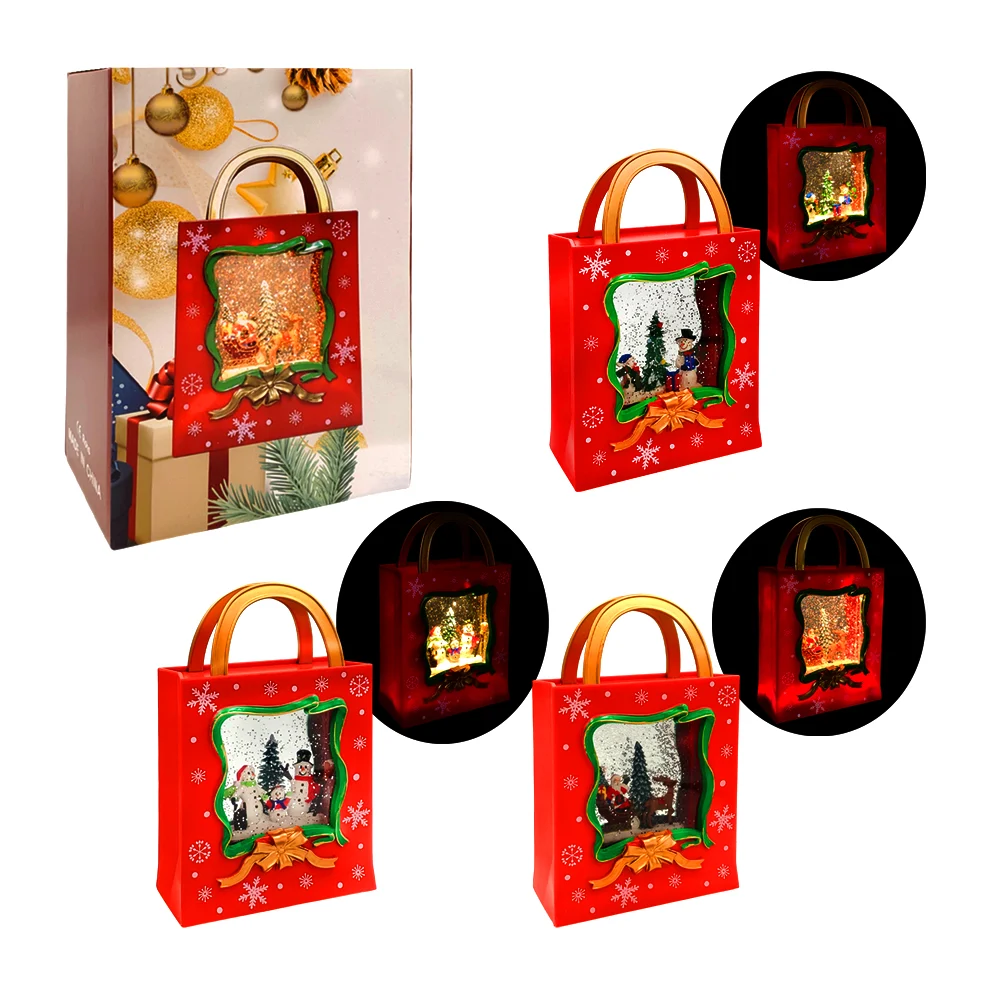 Adorno navideño decorativo bolsa de regalo musical con luz y figura e…