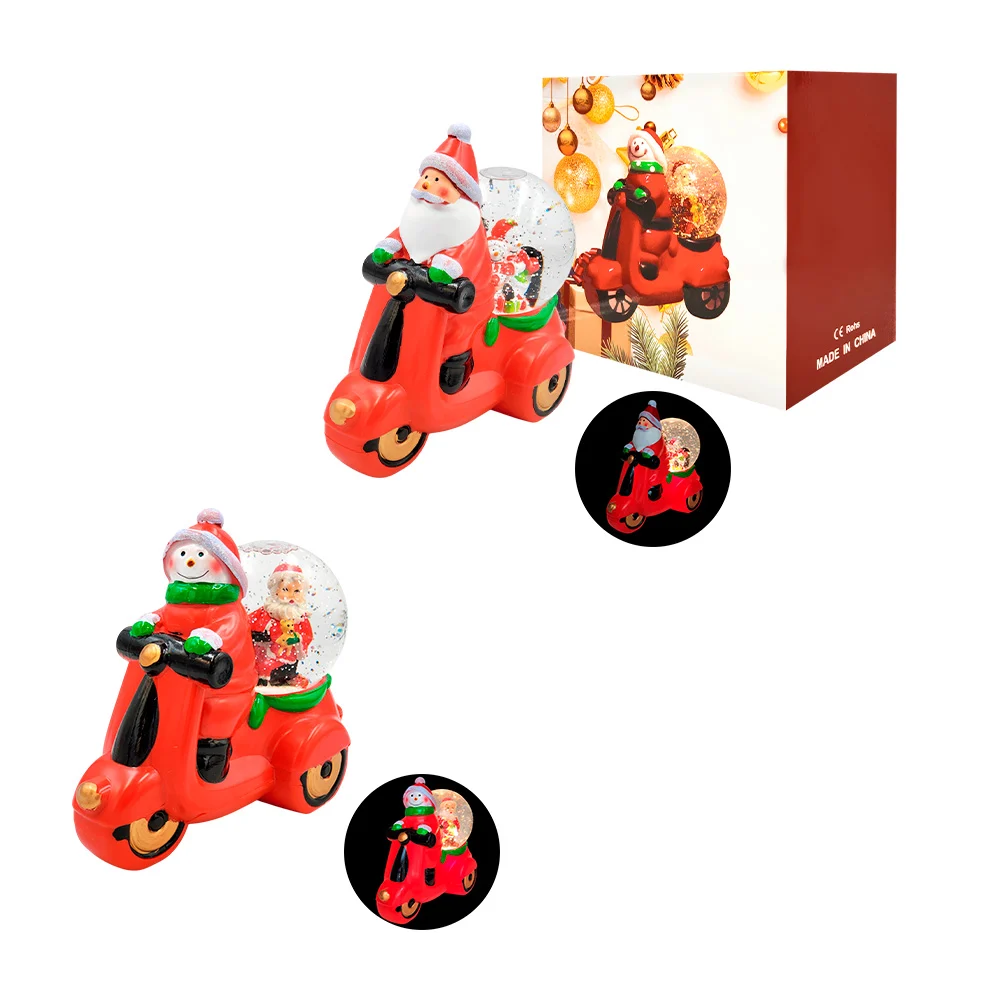 Adorno navideño musical de santa o muñeco de nieve en moto + figura e…