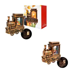 Adorno decorativo navideño musical en forma de tren con figura encaps…