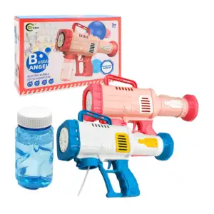 Pistola lanza burbujas eléctrica, de aspas, bicolor, con asa + botell…