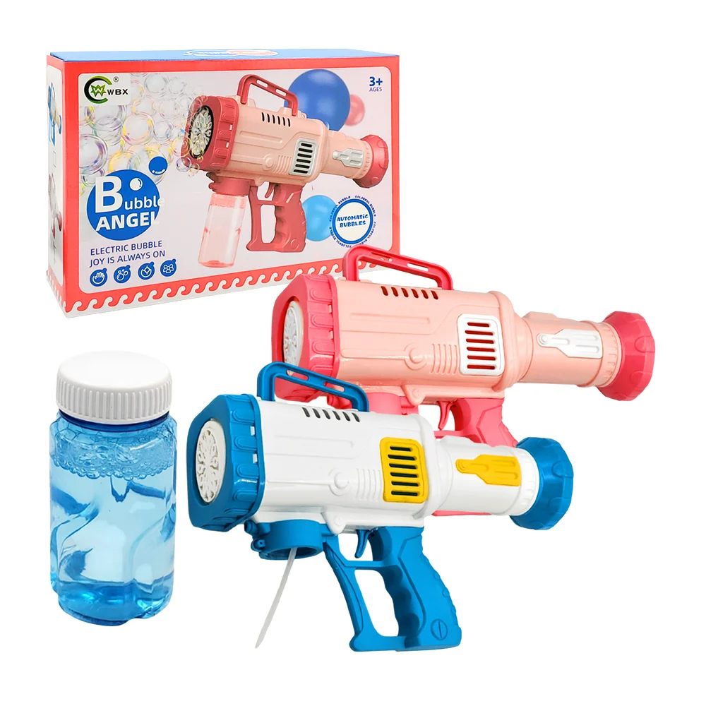 Pistola lanza burbujas eléctrica, de aspas, bicolor, con asa + botell…