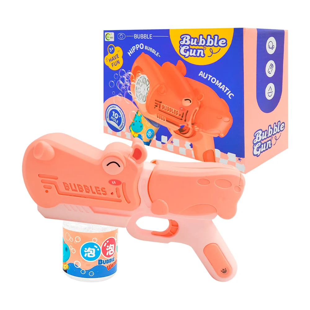 Pistola lanza burbujas infantil en forma de hipopótamo, de aspas + bo…