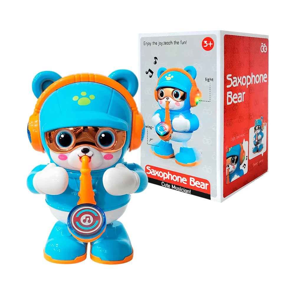 Juguete, oso cute bailarín con saxofón, luces y música, varios colore…