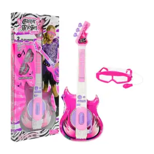 Guitarra musical infantil con luz, micrófono y lentes / guitar & mic …