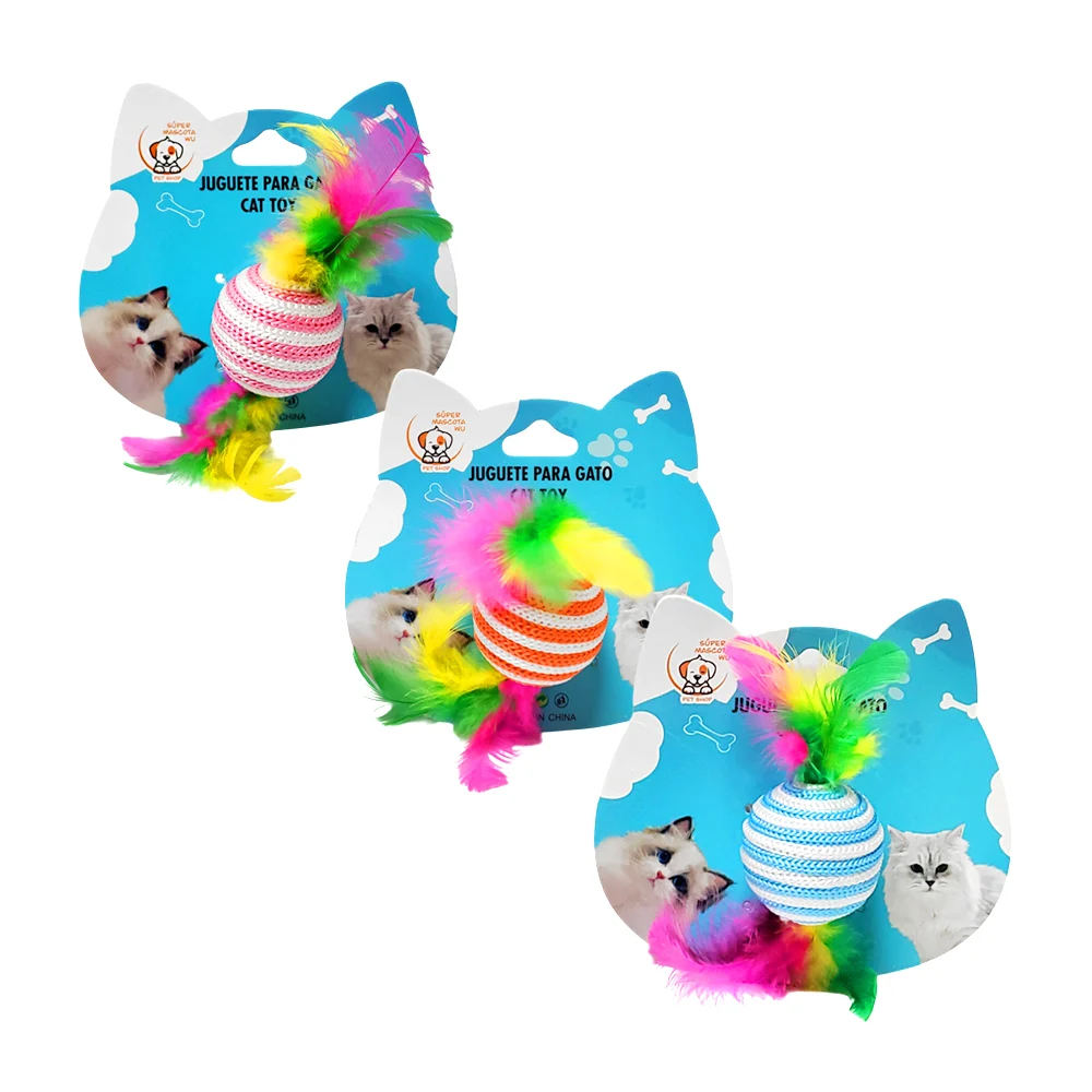 Juguete pequeño para gato con cordón y decoración de plumas, colores …