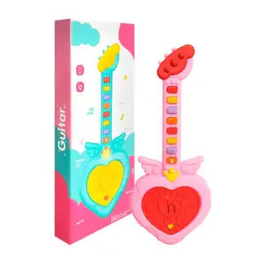 Guitarra musical de juguete con luces y forma de corazón / cute guita…