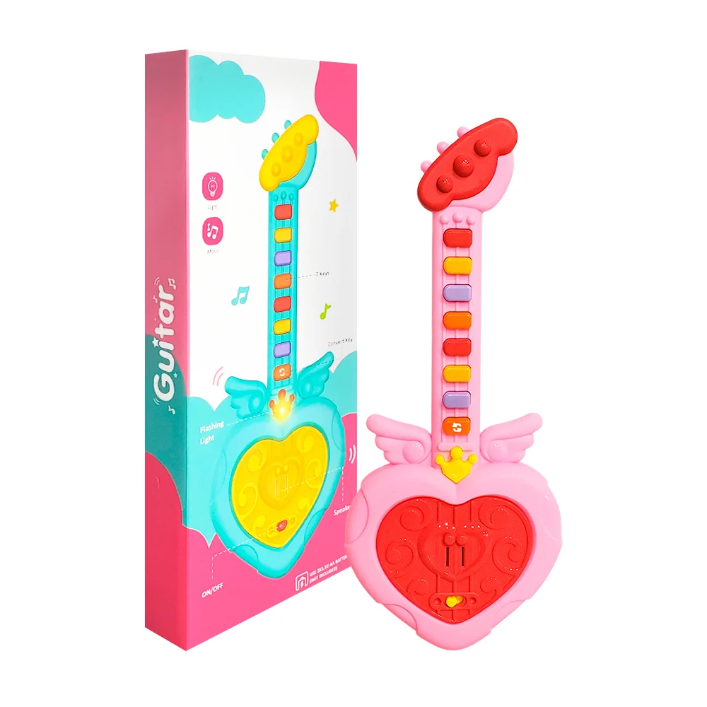 Guitarra musical de juguete con luces y forma de corazón / cute guita…
