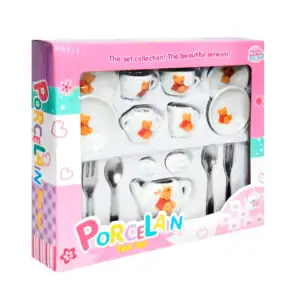 Mini juego de té de porcelana con 15pzas y estampado de oso / porcela…