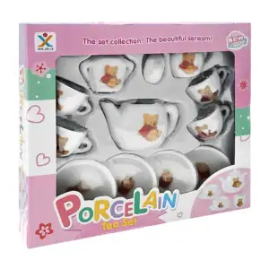Mini juego de té de porcelana con 12pzas y estampado de oso / porcela…