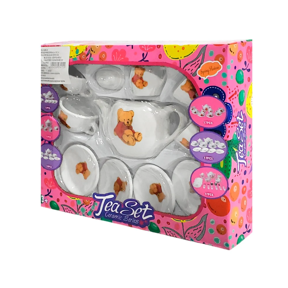 Set para té de porcelana, infantil, con estampado de osito y accesori…