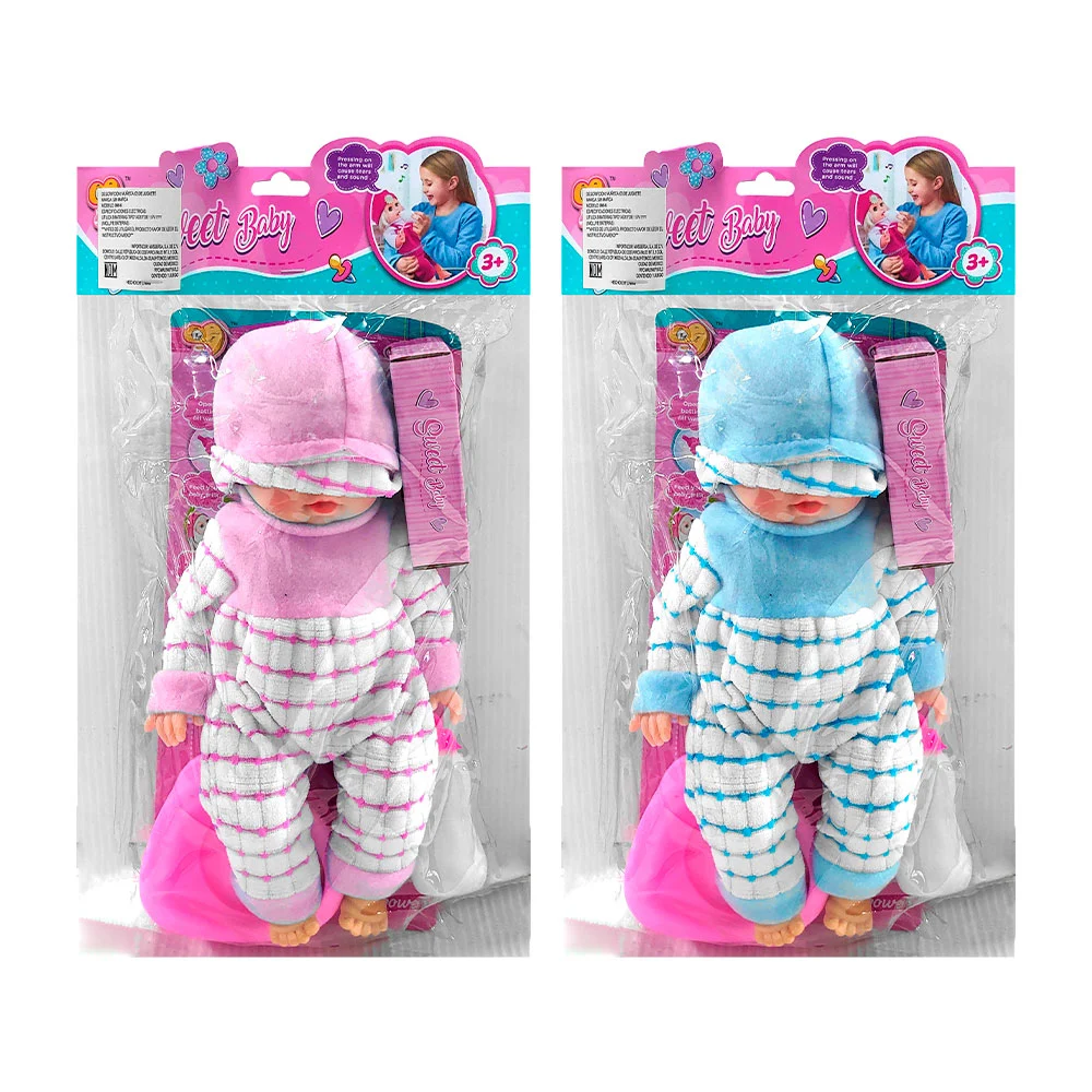 Muñeca bebé sweet baby con mameluco, bacinica, biberón y jabón, vario…