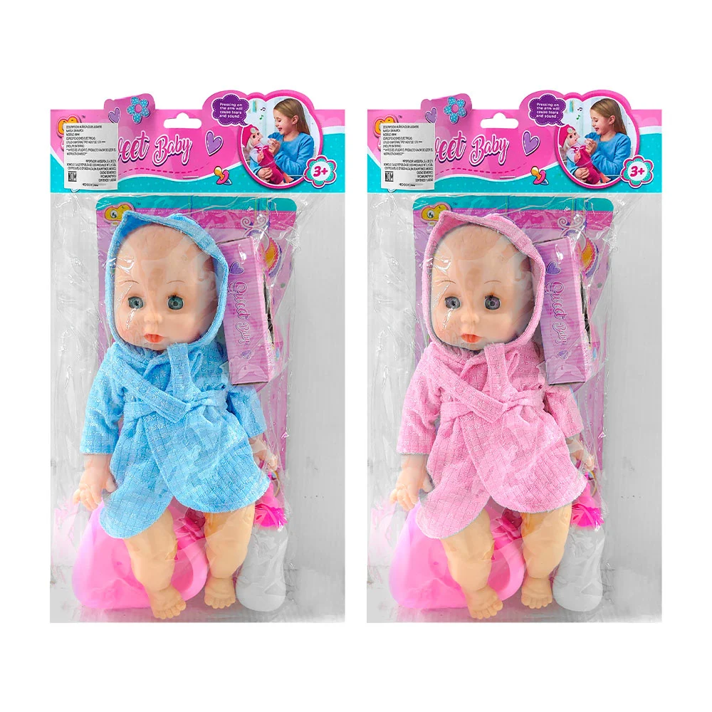 Muñeca bebé sweet baby con bata de baño, bacinica, biberón y jabón, v…