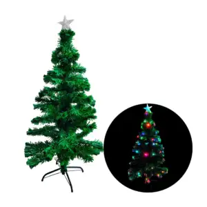 Árbol decorativo navideño de 120cm, con fibra óptica + estrella trans…