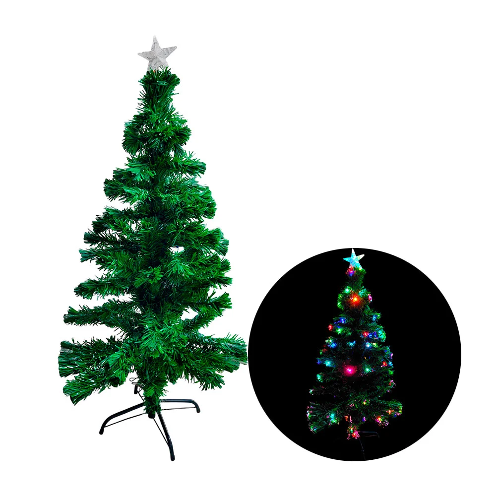 Árbol decorativo navideño de 120cm, con fibra óptica + estrella trans…