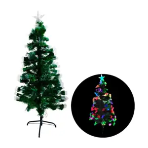 Árbol decorativo de 150cm, fibra óptica multicolor + estrella y base …