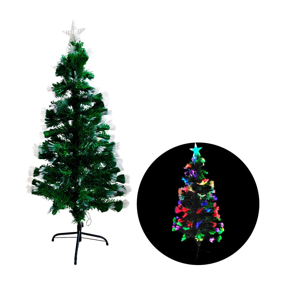 Árbol decorativo de 150cm, fibra óptica multicolor + estrella y base …