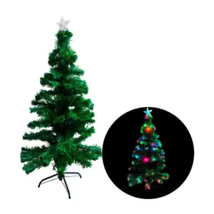 Árbol de navidad de 150cm, con fibra óptica, estrella led y base metá…
