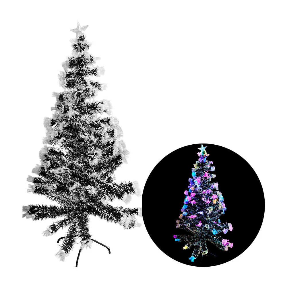 Árbol decorativo navideño 150cm, fibra óptica con efecto nevado + est…