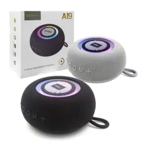 Bocina redonda bluetooth moreka portátil con luz rgb, entrada para us…