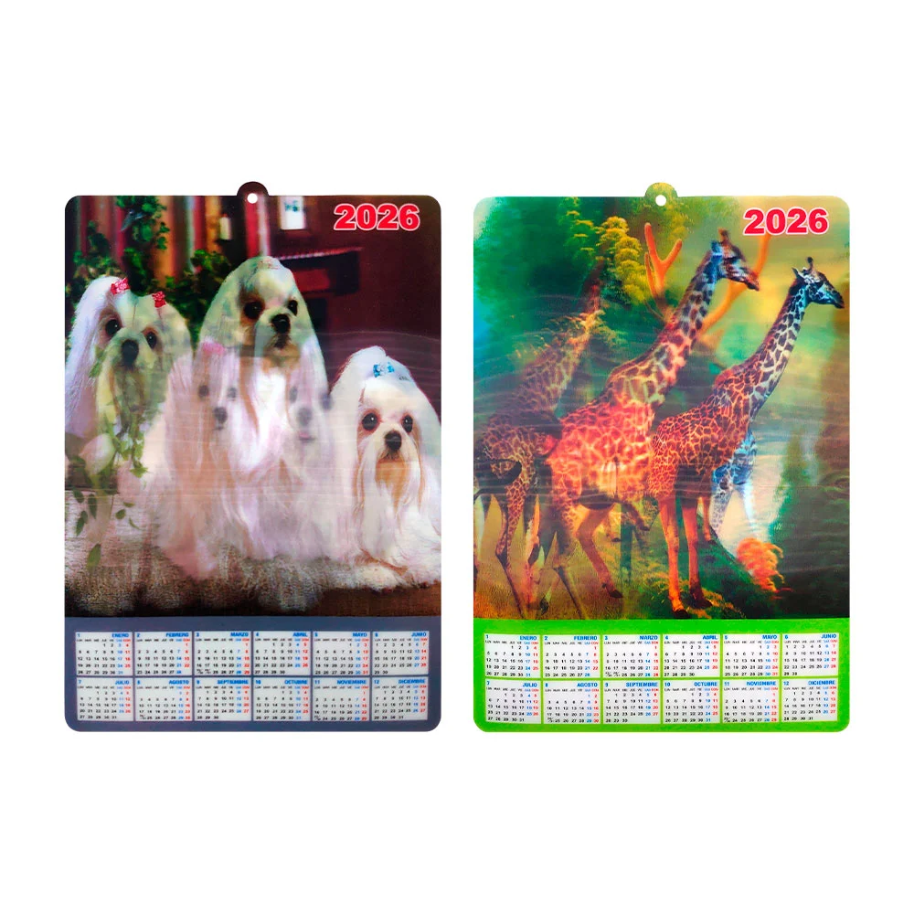 Calendario 2026 lenticular con estampado de animalitos, variedad de m…