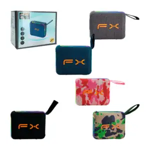 Bocina fx portatil inalambrica recargable con luz rgb + asa agarrader…