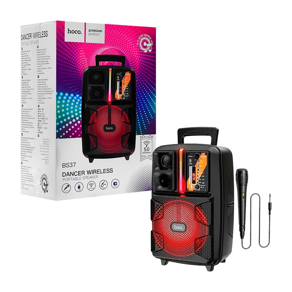 Bocina portátil inalámbrica con luces rgb, micrófono alámbrico y asa …