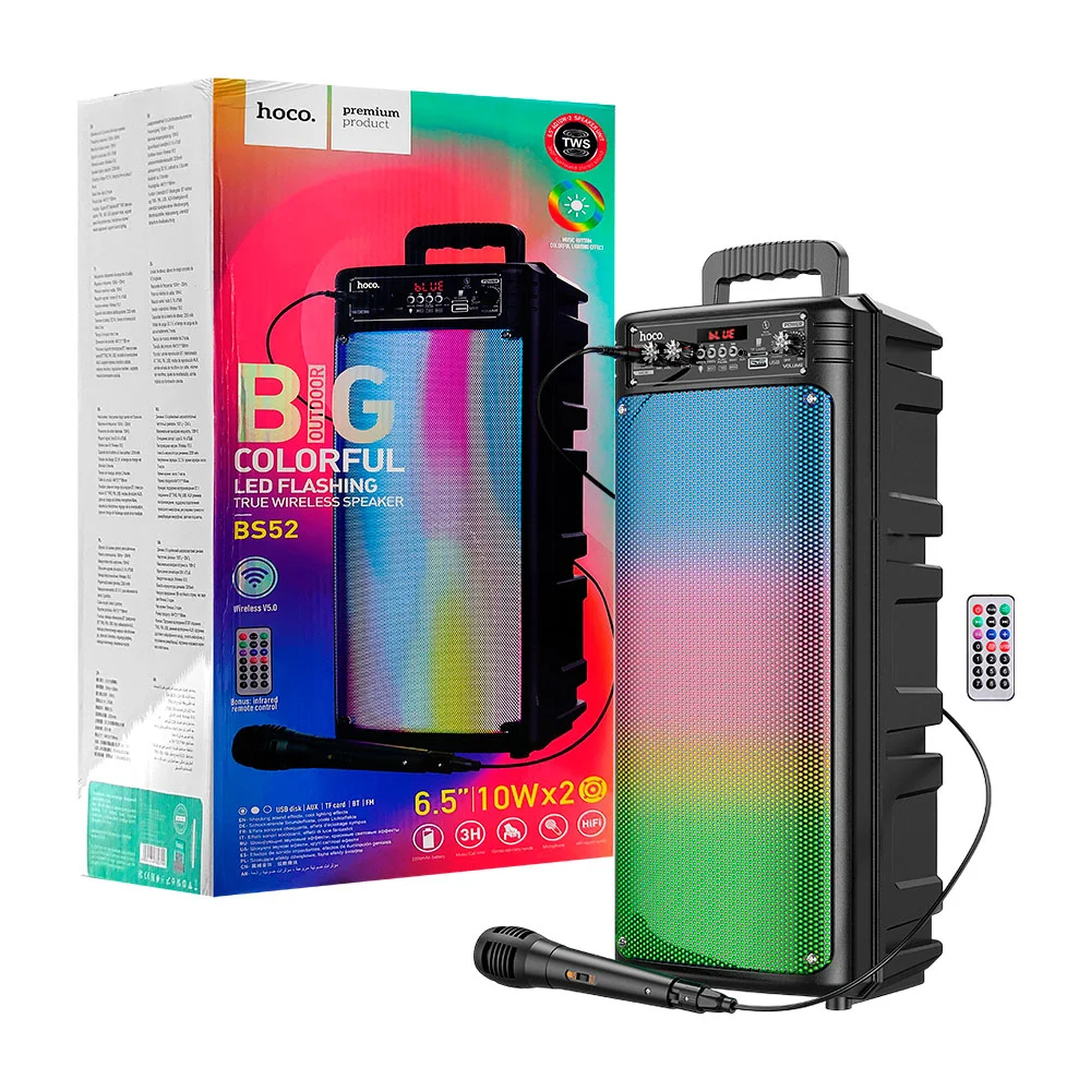 Bocina grande portátil, inalámbrica, con luces rgb, micrófono y contr…