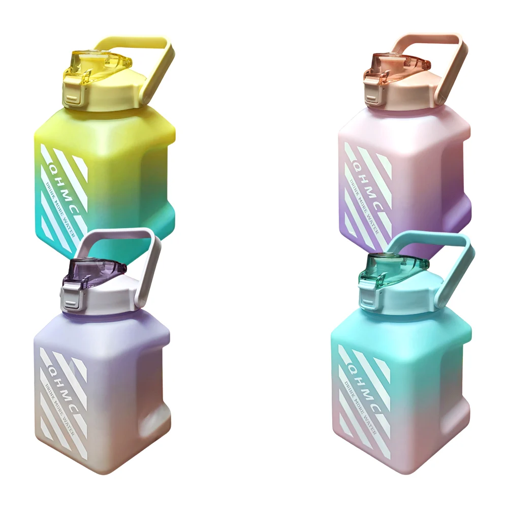 Botella cuadrada motivacional de plastico con capacidad de 1.5l, vari…