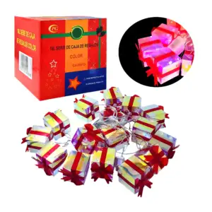 Serie guirnalda decorativa navideña con forma de mini regalos y luces…