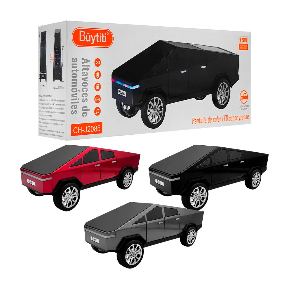 Bocina inalámbrica en forma de cybertruck con mini pantalla, botones …