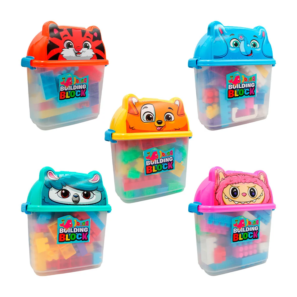 Caja grande de bloques armables didácticos con estampado de personaje…