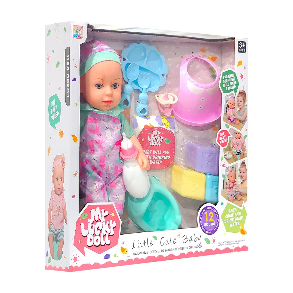 Juguete interactivo en forma de bebé con ropa estampada y accesorios …