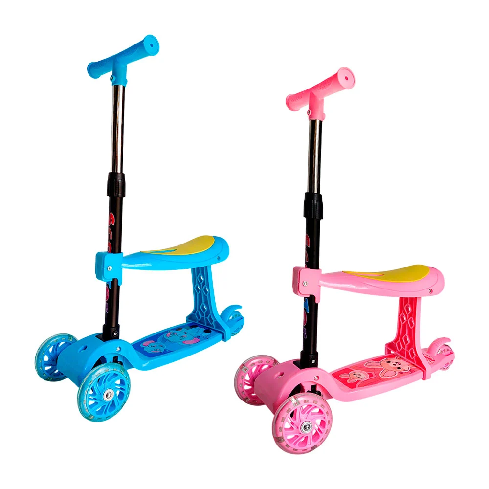 Patín infantil 2 en 1 con 3 ruedas con rgb y asiento, modelos surtido…