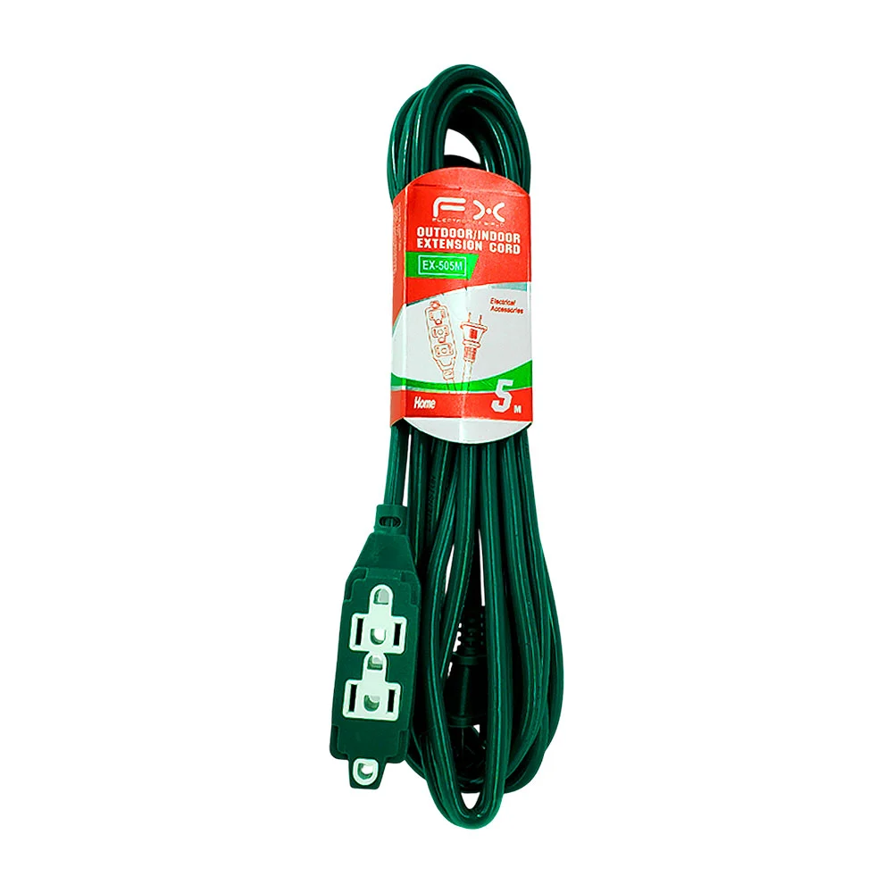 Extension electrica fx verde de 5m, clavija plana con 5 multicontacto…