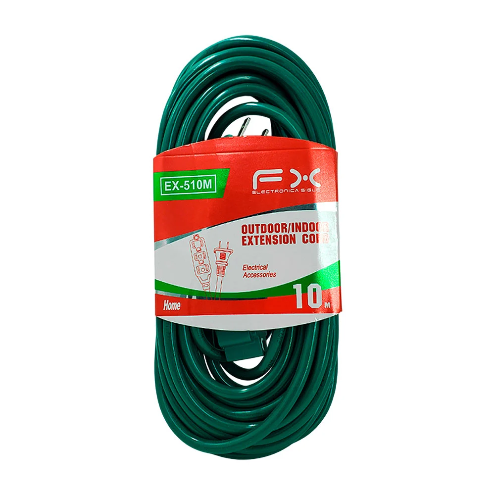 Extensión eléctrica fx verde de 10m, clavija plana con 5 multicontact…