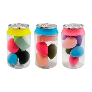 Bote con 5 mini esponjas para maquillaje, variedad de colores y forma…