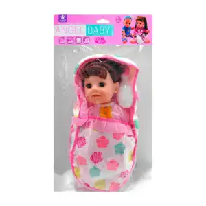 Muñeca bebé angel baby con portabebé, biberón y bacinica / gz115-d