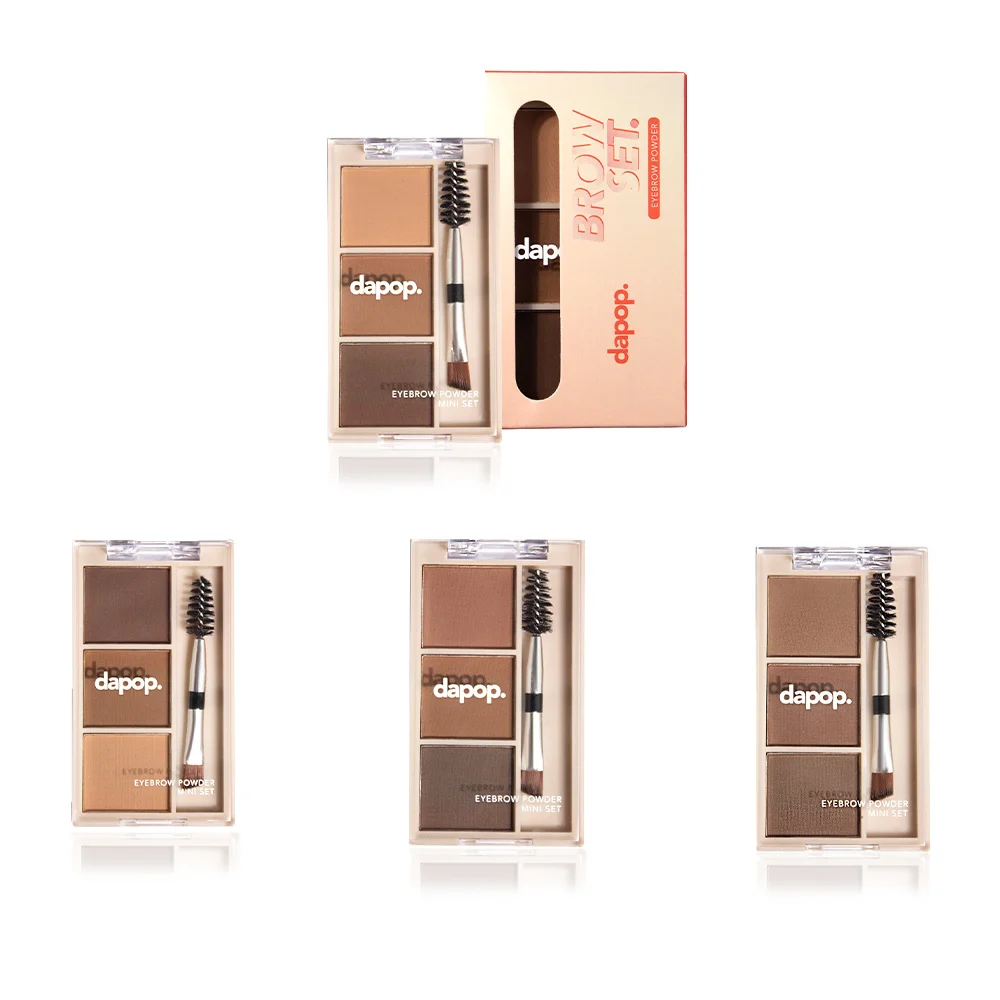 Mini kit para cejas dapop brow set con 3 tonos distintos color cafe, …