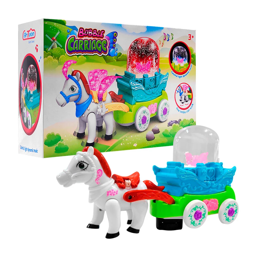 Carruaje / coche de juguete con figura de pony con cuerno y alas, esf…