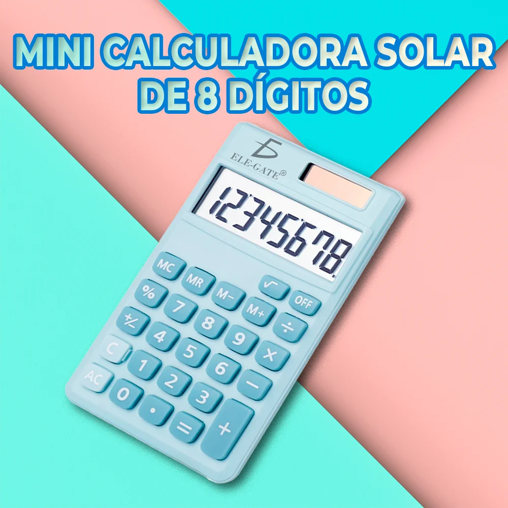 Mini calculadora escolar de 8 dígitos con función de energía solar, v…