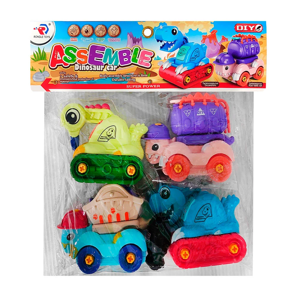 Paquete con 4 camiones de construcción con diseño de dinosaurios / as…
