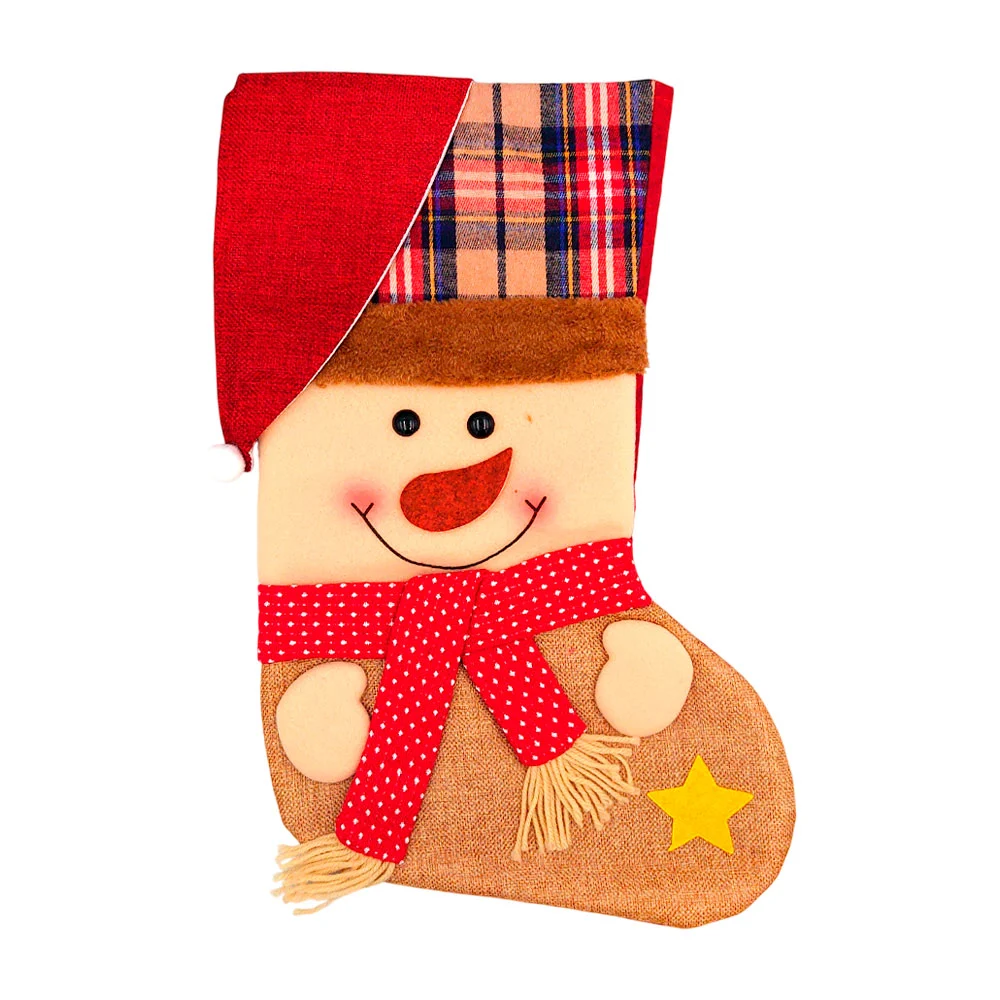 Bota navideña colgante jumbo de 46x21cm con diseño de muñeco de nieve / j1806