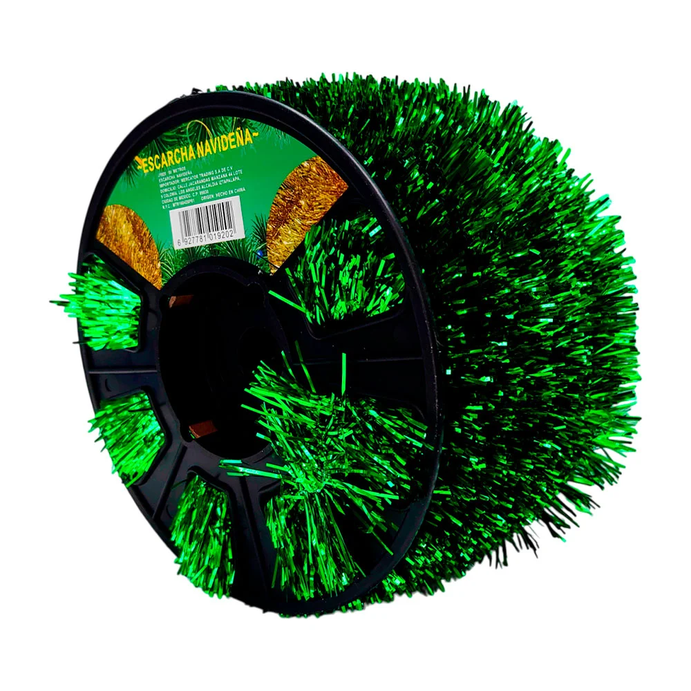 Rollo 9cm x 50 metros de escarcha navideña en color verde metálico / …