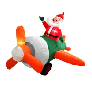 Inflable decorativo con forma de santa claus en avión, 1.8m / j3004